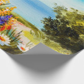 海の近くのカモミール畑に花を描く油絵 ラッピングペーパー (角)