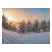 海の近凍っていくの雪の森の夕日 テーブルクロス (正面(横))