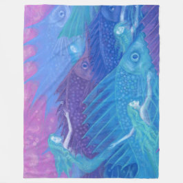 「海の遊牧民」ファンタジーアート、魚、人魚、海 フリースブランケット