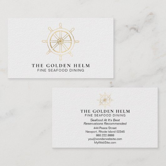 海の金ゴールドの白によって*~*の金舵輪の素晴らしい食事 名刺 (正面/裏面)
