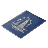 海の銀の船とビーチのもの エレガント シック ノートブック (左側)