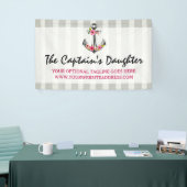 海の錨と水彩のバラのビーチブティック 横断幕 (トレードショー)