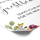 海の錨と花のウェディングゲストブックサイン ポスター (角)