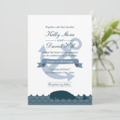 海の錨と青いクジラのウェディング招待状 招待状 (スタンド正面)