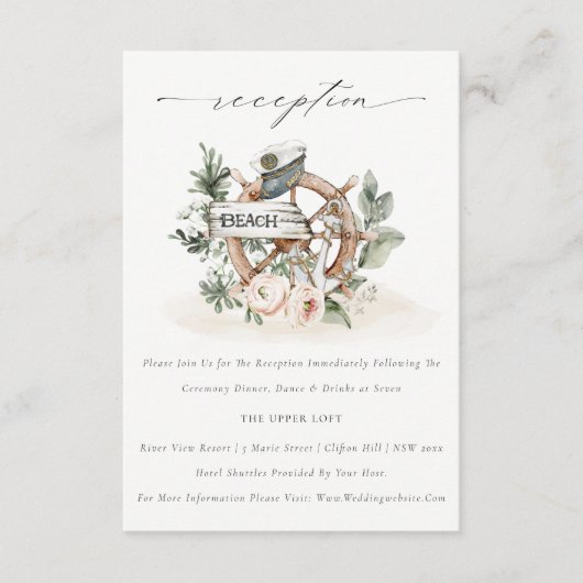 海の錨の花輪 ウェディングパーティ エンクロージャーカード (正面)