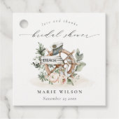 海の錨の車の葉の花のウェディングシャワー フェイバータグ (正面)