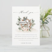 海の錨の車輪 葉の多い花のウェディングシャワー サンキューカード (スタンド正面)