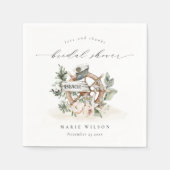 海の錨の車輪 葉の多い花のウェディングシャワー スタンダードカクテルナプキン (正面)