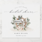 海の錨の車輪 葉の多い花のウェディングシャワー ビールラベル (シングルラベル)