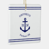 海の錨カスタム（白と青） セラミックオーナメント (右)