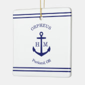 海の錨カスタム（白と青） セラミックオーナメント (左)