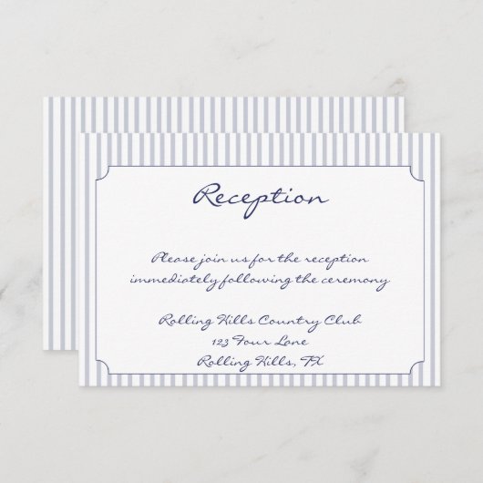 海の錨 グレーのストライプ 結婚式 披露宴 エンクロージャーカード (正面/裏面)