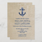 海の錨 ヴィンテージ ネイビー 結婚式招待状 招待状 (正面/裏面)
