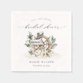 海の錨 輪 葉の多い 花の ブライダルシャワー スタンダードカクテルナプキン