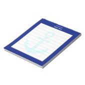 海の錨 & 青いフレームのライン入り ノートパッド (回転)