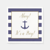 海の錨「Ahoy! It's a Boy!」ベビーシャワー スタンダードカクテルナプキン (正面)