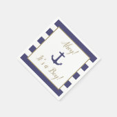 海の錨「Ahoy! It's a Boy!」ベビーシャワー スタンダードカクテルナプキン (角)