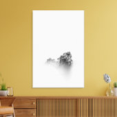 海の霧の中で孤立した岩 キャンバスプリント (インサイチュ (リビング))