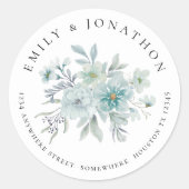 海の霧の花模様戻り名住所 ラウンドシール (正面)