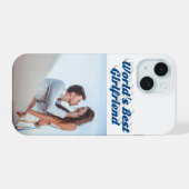 海の青いタイポグラフィの彼女の写真 iPhone 15ケース (裏面横)