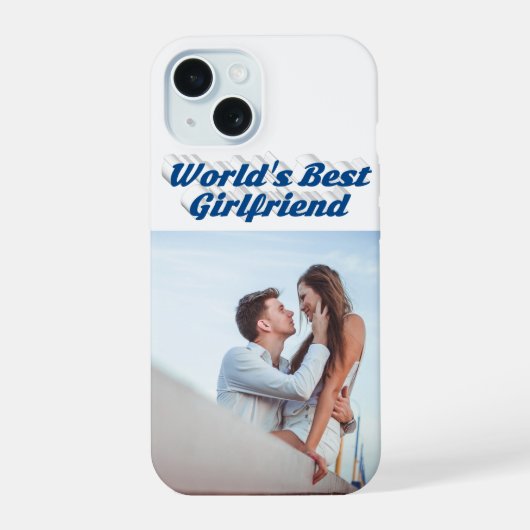 海の青いタイポグラフィの彼女の写真 iPhone 15ケース (裏面)