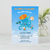  海の青いタコ 男の子の誕生日パーティー 招待状 (スタンド正面)