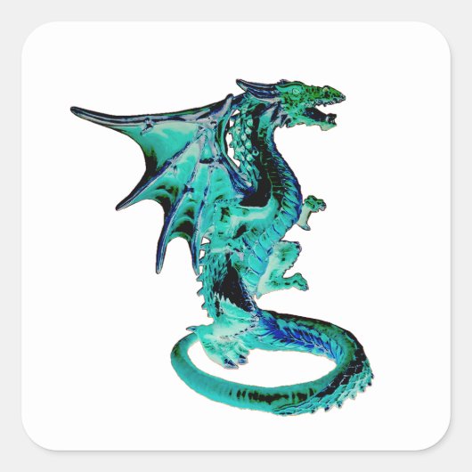 海の青いドラゴン　神秘的な生き物　海洋ファンタジー スクエアシール (正面)