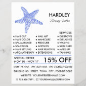 海の青いビーチのヒトデ、美容師、美容院 チラシ (正面)