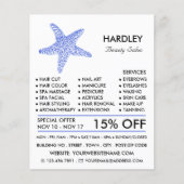 海の青いビーチの星の魚、美容師、美容院 チラシ (正面)