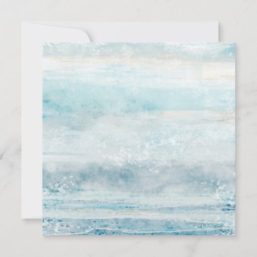 海の青いビーチの波沿いの海岸ウェディング セーブザデート (裏面)