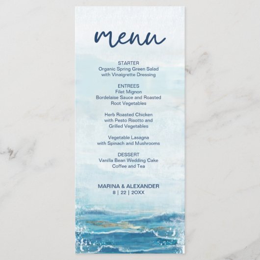 海の青いビーチ波水色コースト結婚ーズ メニュー (正面)