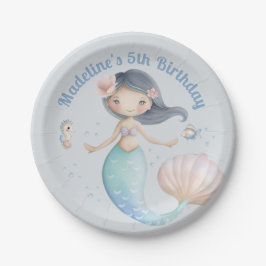 海の青い世界 人魚の誕生日パーティー ペーパープレート