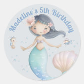 海の青い世界 人魚の誕生日パーティー ラウンドシール (正面)