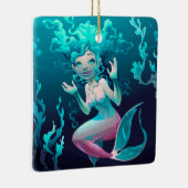 海の青い人魚の水泳 セラミックオーナメント (右)