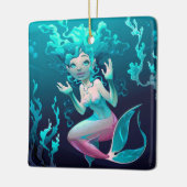 海の青い人魚の水泳 セラミックオーナメント (左)
