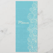海の青い及びクリーム色の結婚式夕食メニュー メニュー (正面)