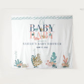 海の青い水の色の下でオベビー赤ちゃんシャワー タペストリー (正面(横))