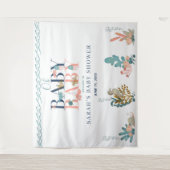 海の青い水の色の下でオベビー赤ちゃんシャワー タペストリー (正面)