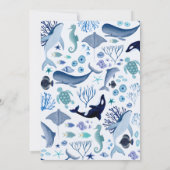 海の青い水の色の下で男の子のための赤ちゃんシャワー 招待状 (裏面)