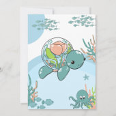 海の青い水の色の下で男の子のための赤ちゃんシャワー 招待状 (裏面)