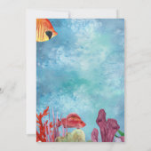 海の青い水の色の下で男の子のシャワー 招待状 (裏面)