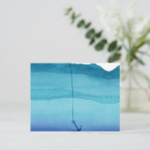 海の青い水色のかわいい沈むいかり ポストカード (スタンド正面)