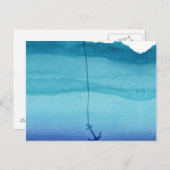 海の青い水色のかわいい沈むいかり ポストカード (正面/裏面)