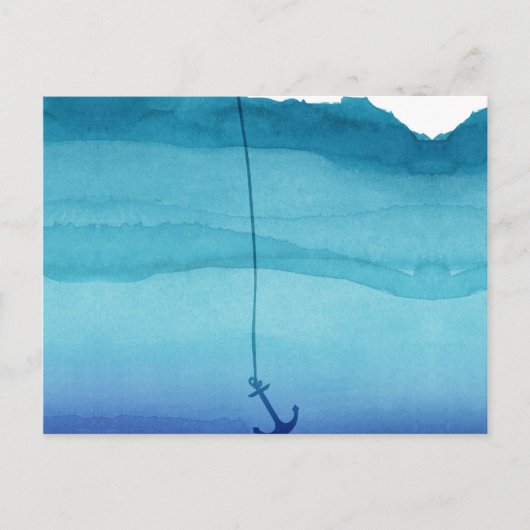 海の青い水色のかわいい沈むいかり ポストカード (正面)
