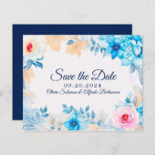 海の青い水色のフローラ日付を保存 (正面/裏面)