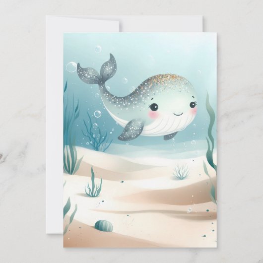 海の青い水色のベビーシャワーの下 招待状 (裏面)