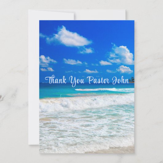 海の青い波の牧師の評価 サンキューカード (正面)