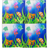 海の青い海の下で シャワーカーテン (正面)