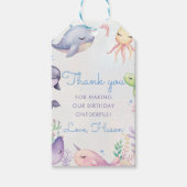 海の青い海の生命の誕生日パーティーの下 ギフトタグ (正面)