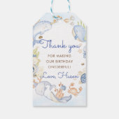 海の青い海の生命の誕生日パーティーの下 ギフトタグ (裏面)